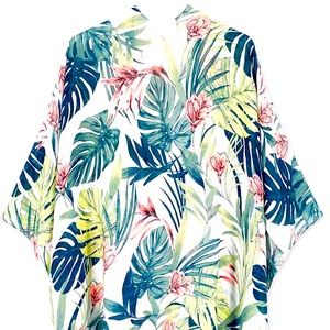 Beach Cover Up Kimono style Palm Tree Leaf Pattern